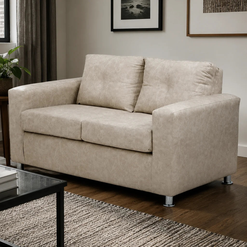 Sofá George 2 Cuerpos - Cuero Sintético Auris Beige