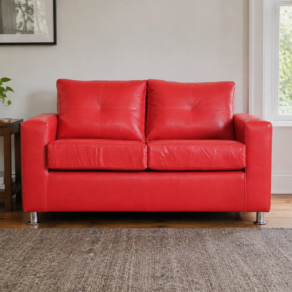Sofá George 2 Cuerpos - Cuero Sintético Pu Rojo