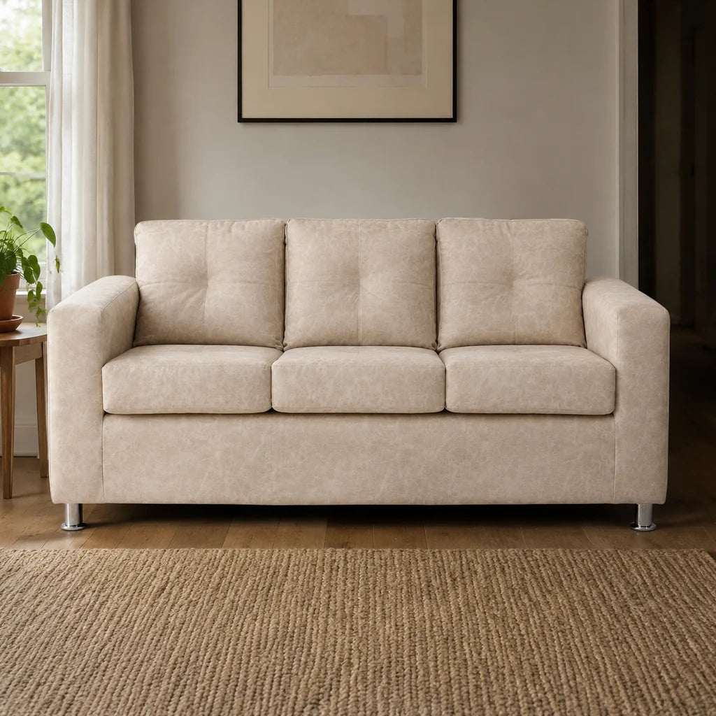 Sofá George 3 Cuerpos - Cuero Sintético Auris Beige