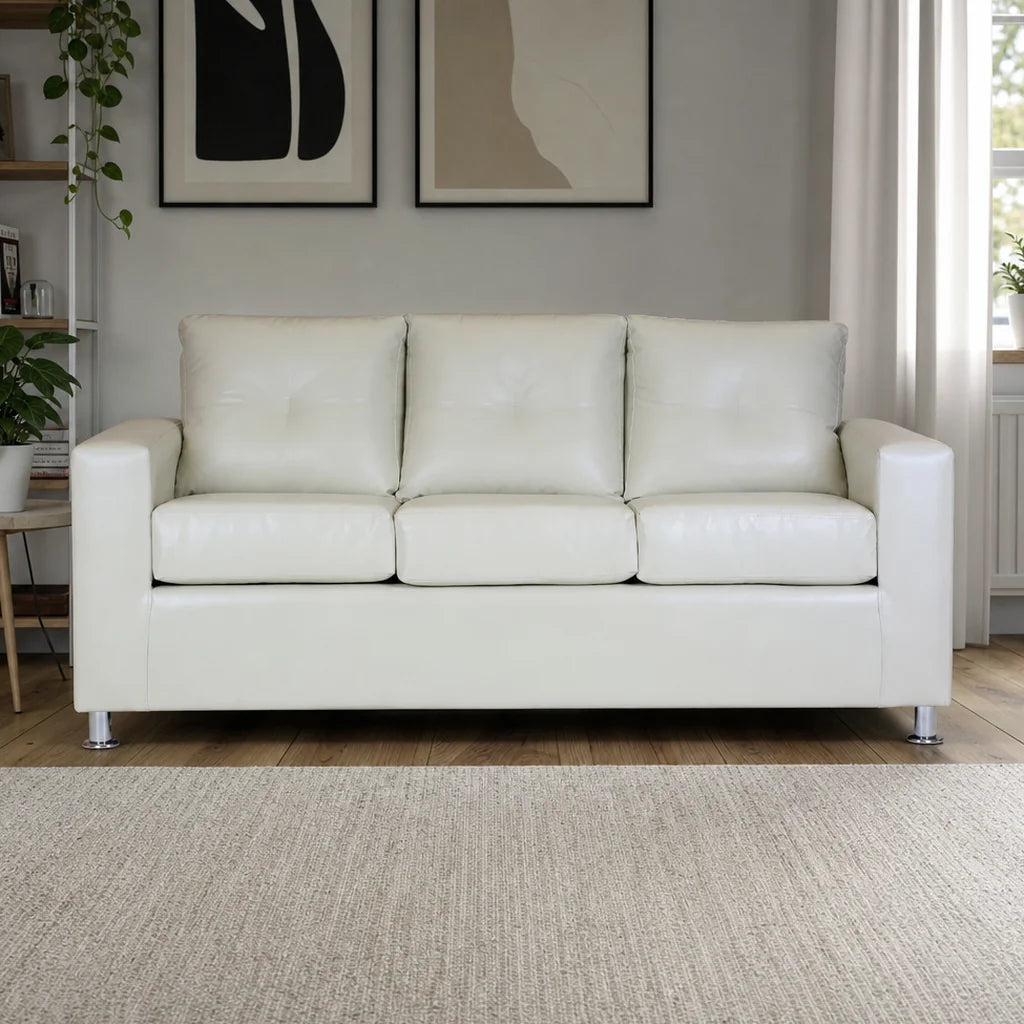 Sofá George 3 Cuerpos - Cuero Sintético Pu Beige