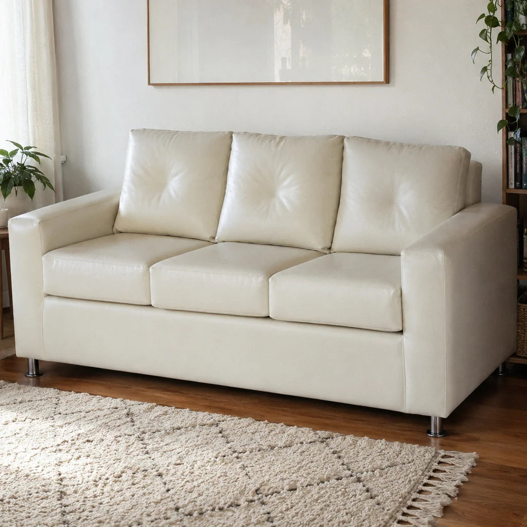 Sofá George 3 Cuerpos - Cuero Sintético Pu Beige