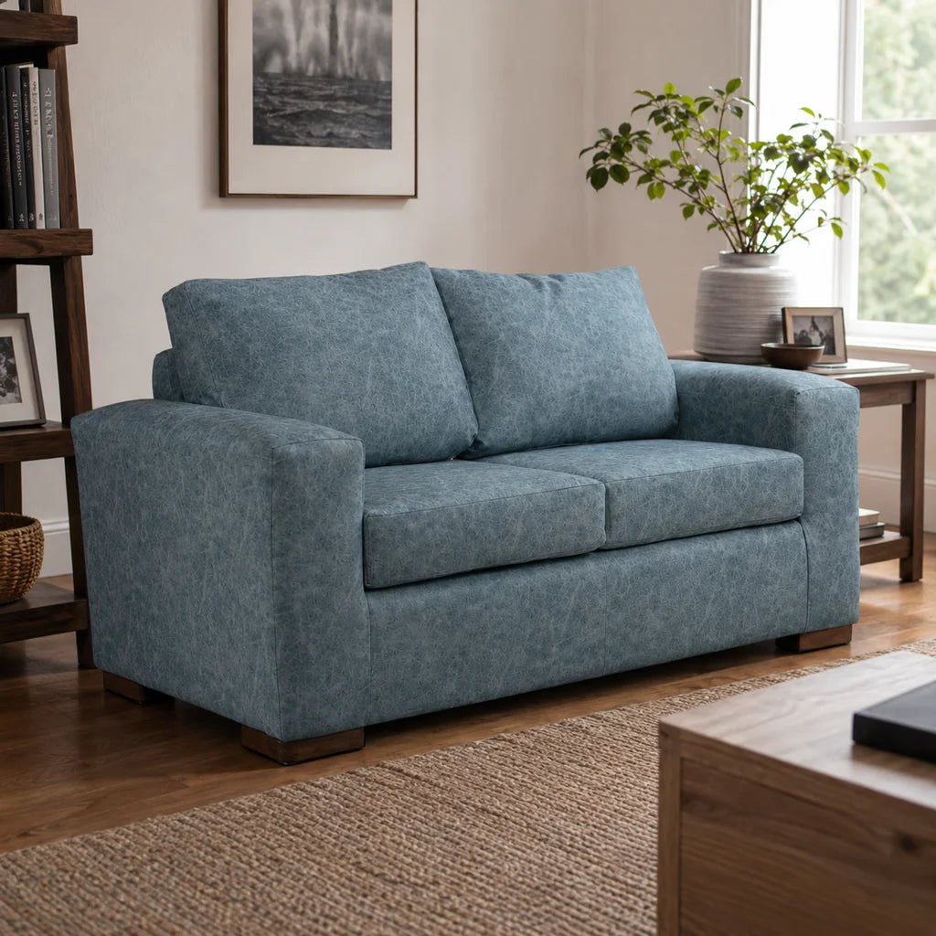 Sofá Infinity 2 Cuerpos - Cuero Sintético Auris Azul Claro