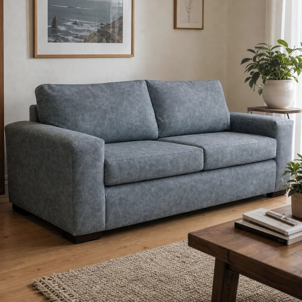 Sofá Infinity 3 Cuerpos - Cuero Sintético Auris Azul Claro