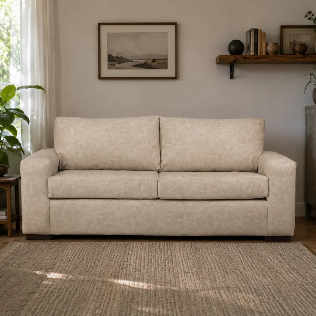 Sofá Infinity 3 Cuerpos - Cuero Sintético Auris  Beige