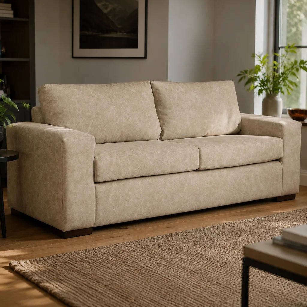 Sofá Infinity 3 Cuerpos - Cuero Sintético Auris  Beige