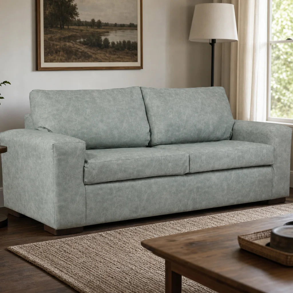 Sofá Infinity 3 Cuerpos - Cuero Sintético Auris Verde Agua