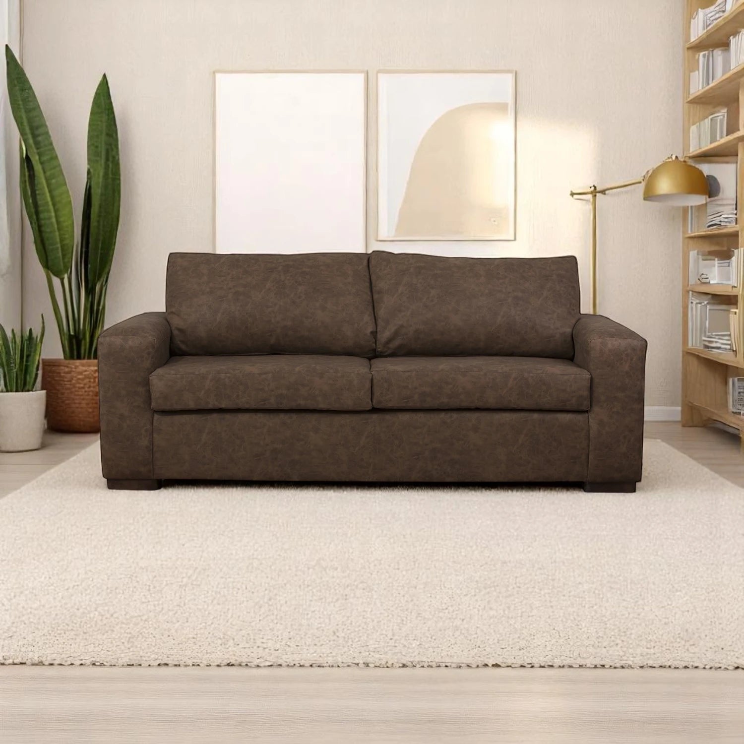 Sofá Infinity 3 Cuerpos - Cuero Sintético Auris Café
