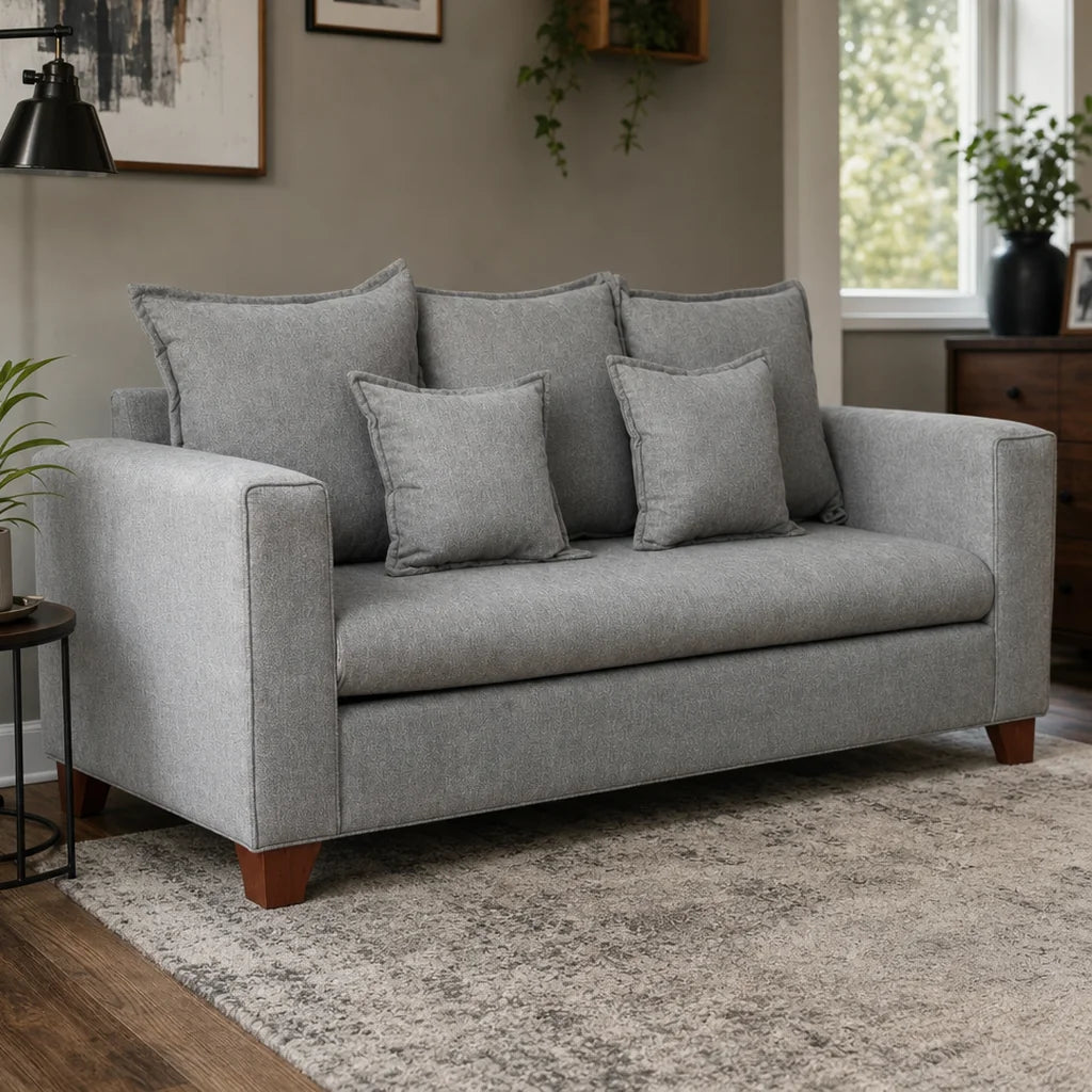 Sofá Isabella 3 Cuerpos - Tela Lino Finesse Gris Claro