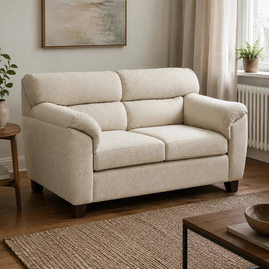 Sofá Ivannia 2 Cuerpos - Tela Lino Sidelli Beige