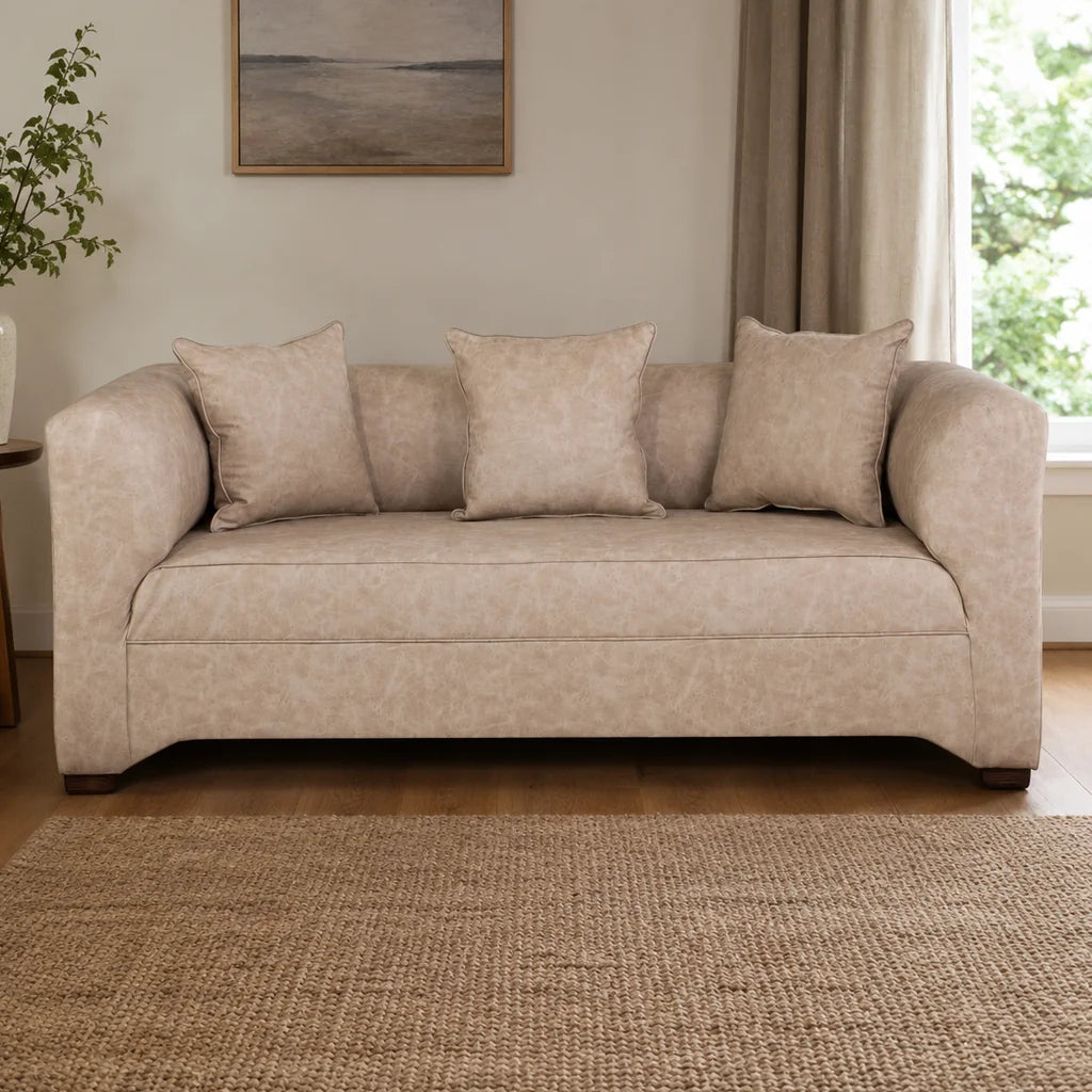 Sofá Metropolitan 3 Cuerpos - Cuero Sintético Auris Beige