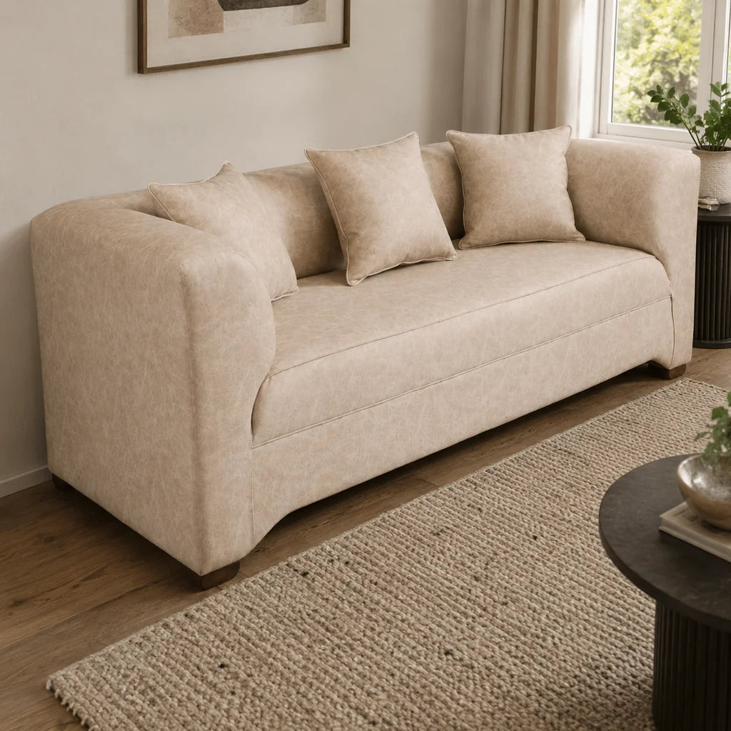 Sofá Metropolitan 3 Cuerpos - Cuero Sintético Auris Beige