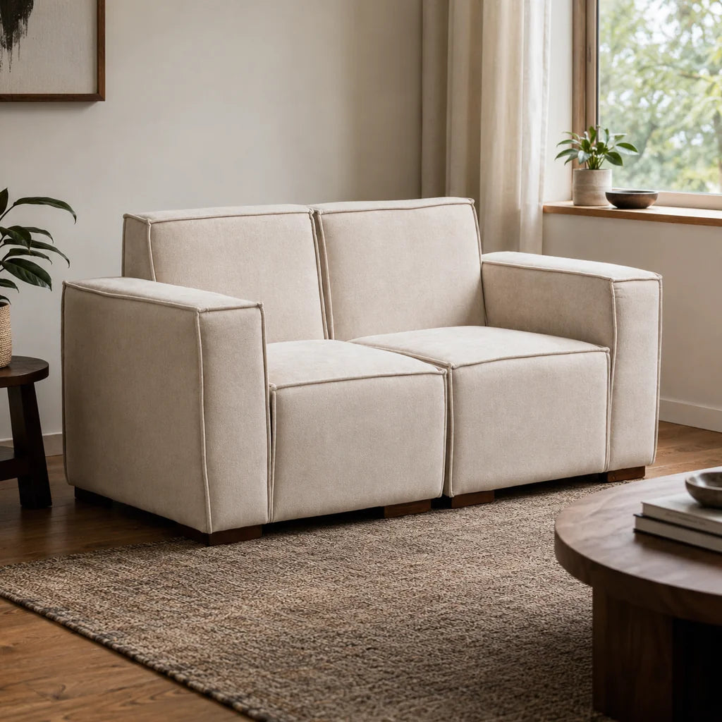 Sofá Modular 2 cuerpos - Tela Lino Finesse Beige