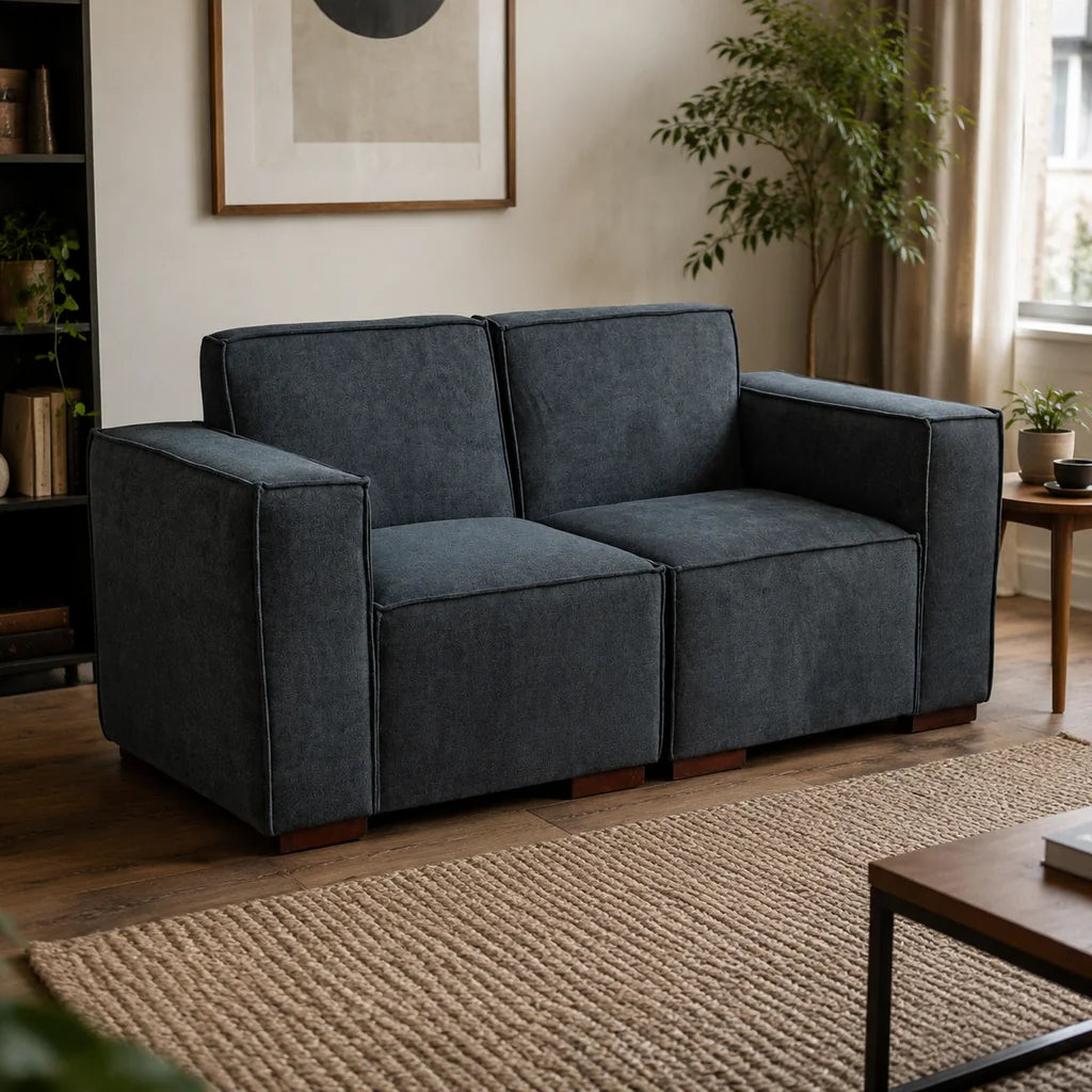 Sofá Modular 2 cuerpos - Tela Lino Finesse Gris Piedra