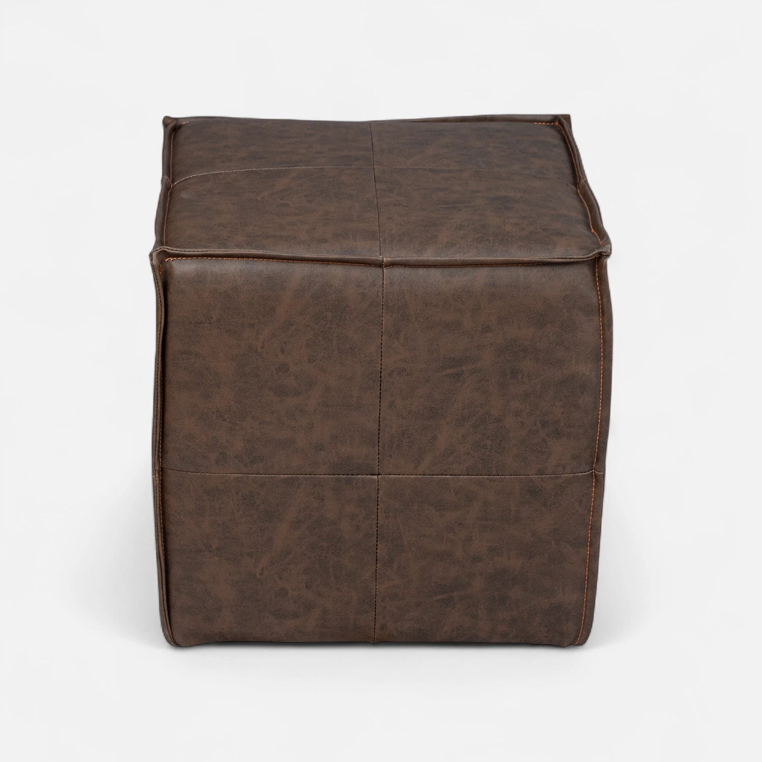 Sofá Modular 3 Cuerpos y 2 Poufs - Cuero Reconstituido Café