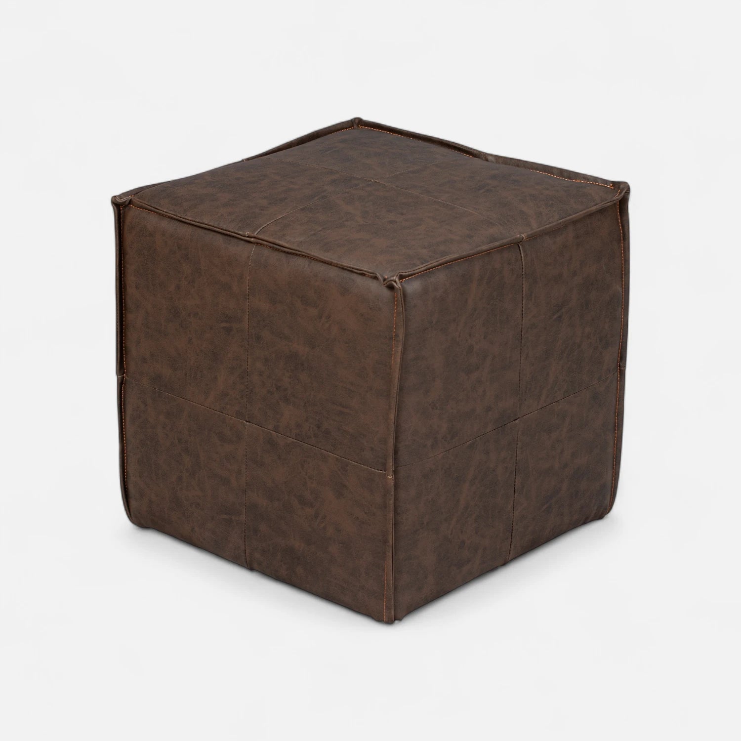 Sofá Modular 3 Cuerpos y 2 Poufs - Cuero Reconstituido Café