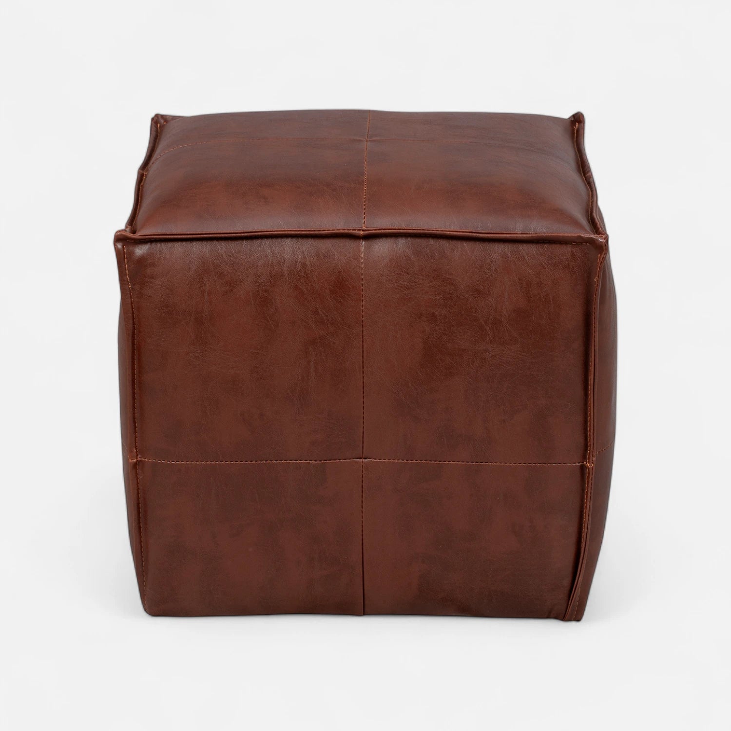 Sofá Modular 2 Cuerpos y 2 Poufs - Cuero Reconstituido Habano