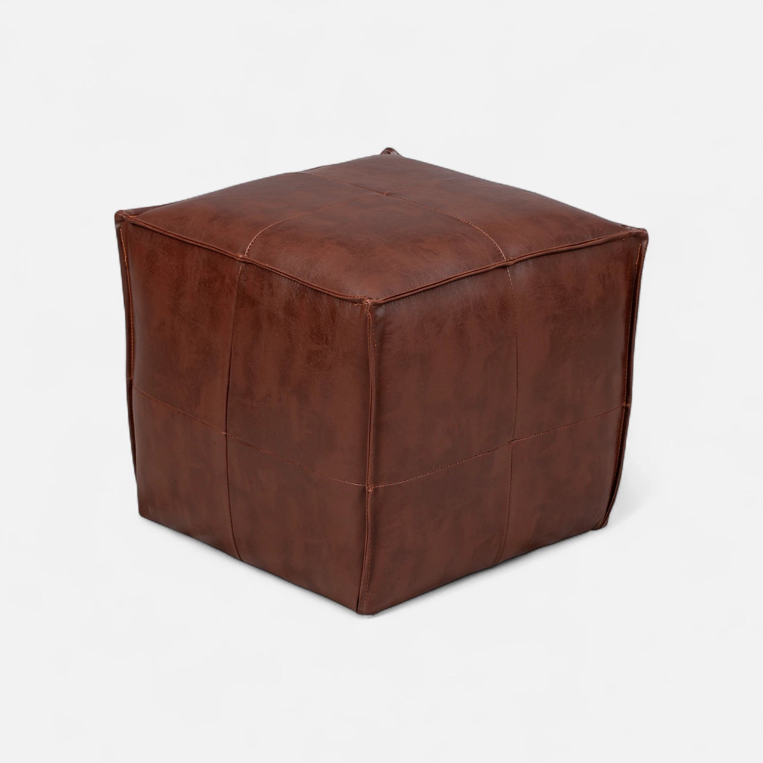 Sofá Modular 2 Cuerpos y 2 Poufs - Cuero Reconstituido Habano