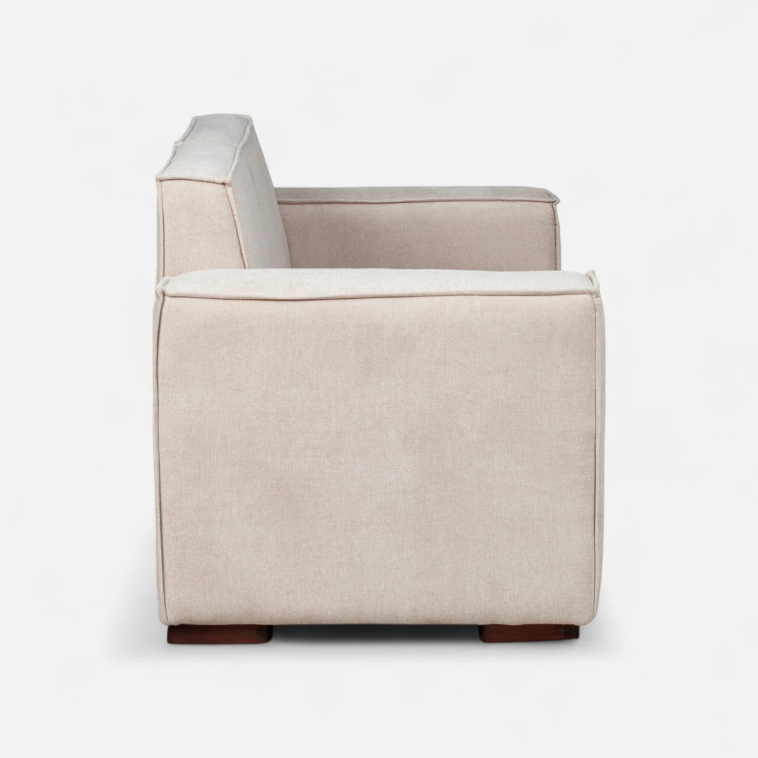 Sofá Modular 3 cuerpos y 2 Poufs  - Tela Lino Finesse Beige