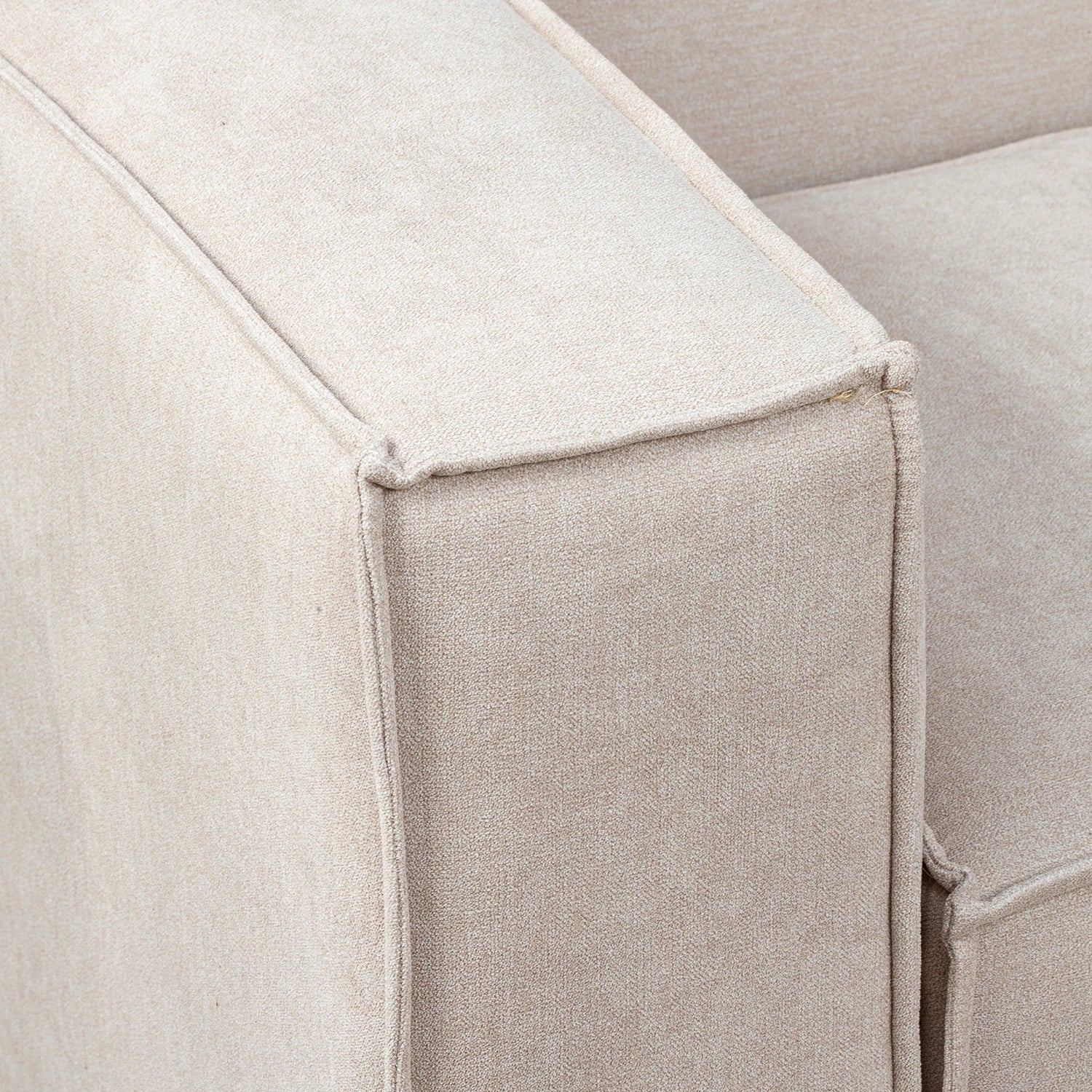 Sofá Modular 3 cuerpos y 2 Poufs  - Tela Lino Finesse Beige