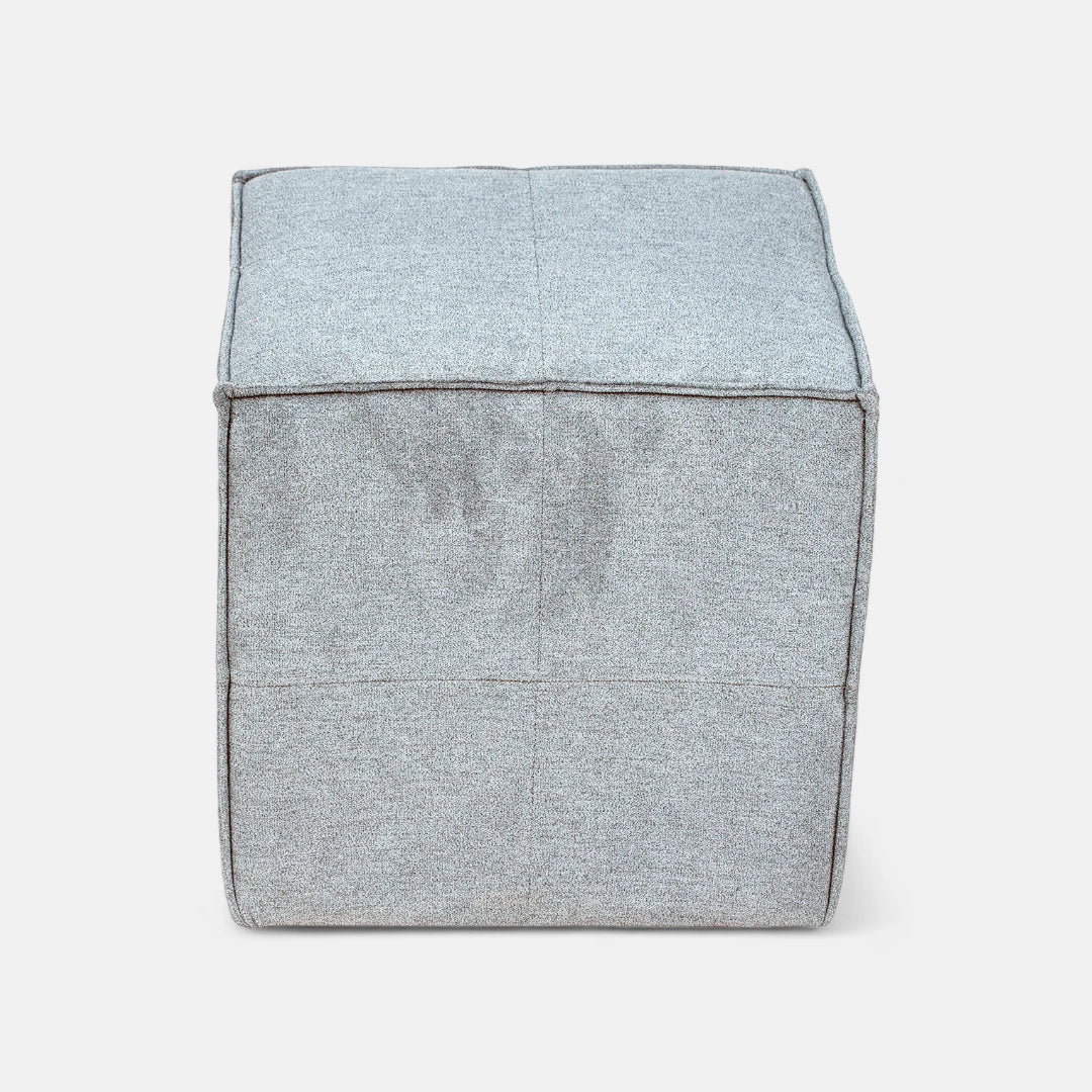 Sofá Modular 3 cuerpos y 2 Poufs  - Tela Lino Finesse Gris Claro