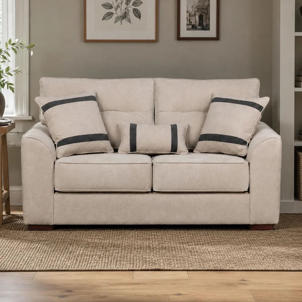 Sofá Monik 2 Cuerpos - Tela Lino Finesse Beige