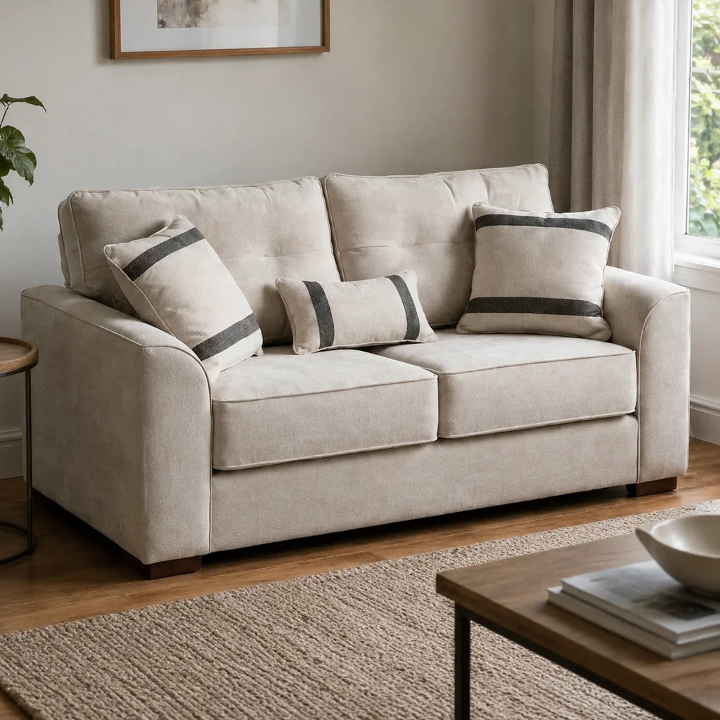 Sofá Monik 2 Cuerpos - Tela Lino Finesse Beige