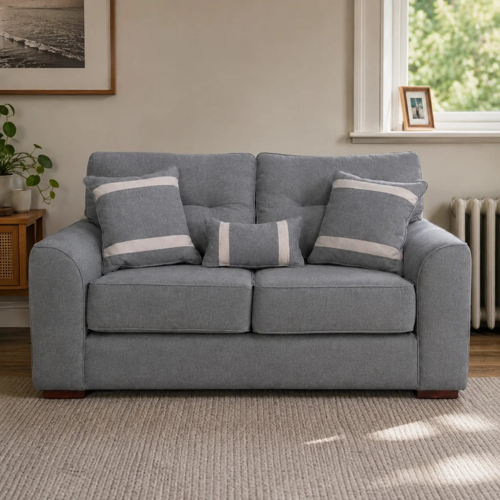 Sofá Monik 2 Cuerpos - Tela Lino Finesse Gris Neutro