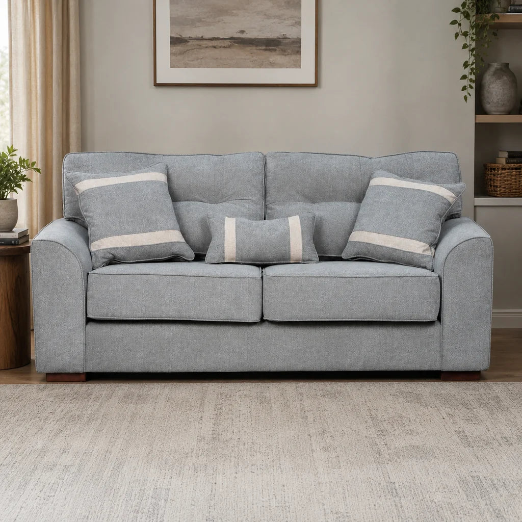 Sofá Monik 3 Cuerpos - Tela Lino Finesse Gris Claro
