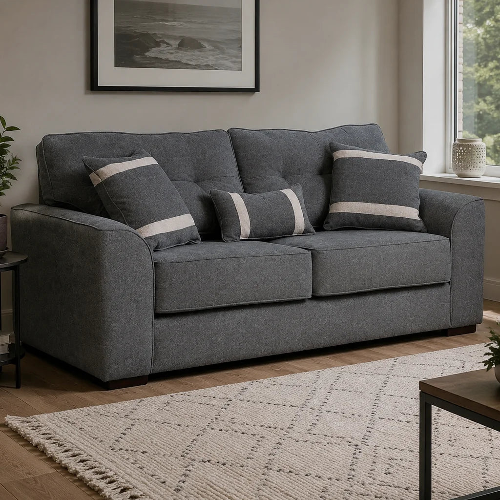 Sofá Monik 3 Cuerpos - Tela Lino Finesse Gris Medio