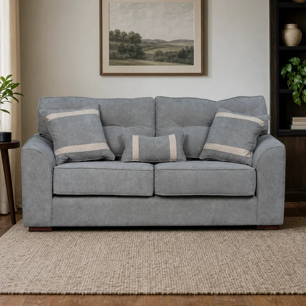 Sofá Monik 3 Cuerpos - Tela Lino Finesse Gris Neutro