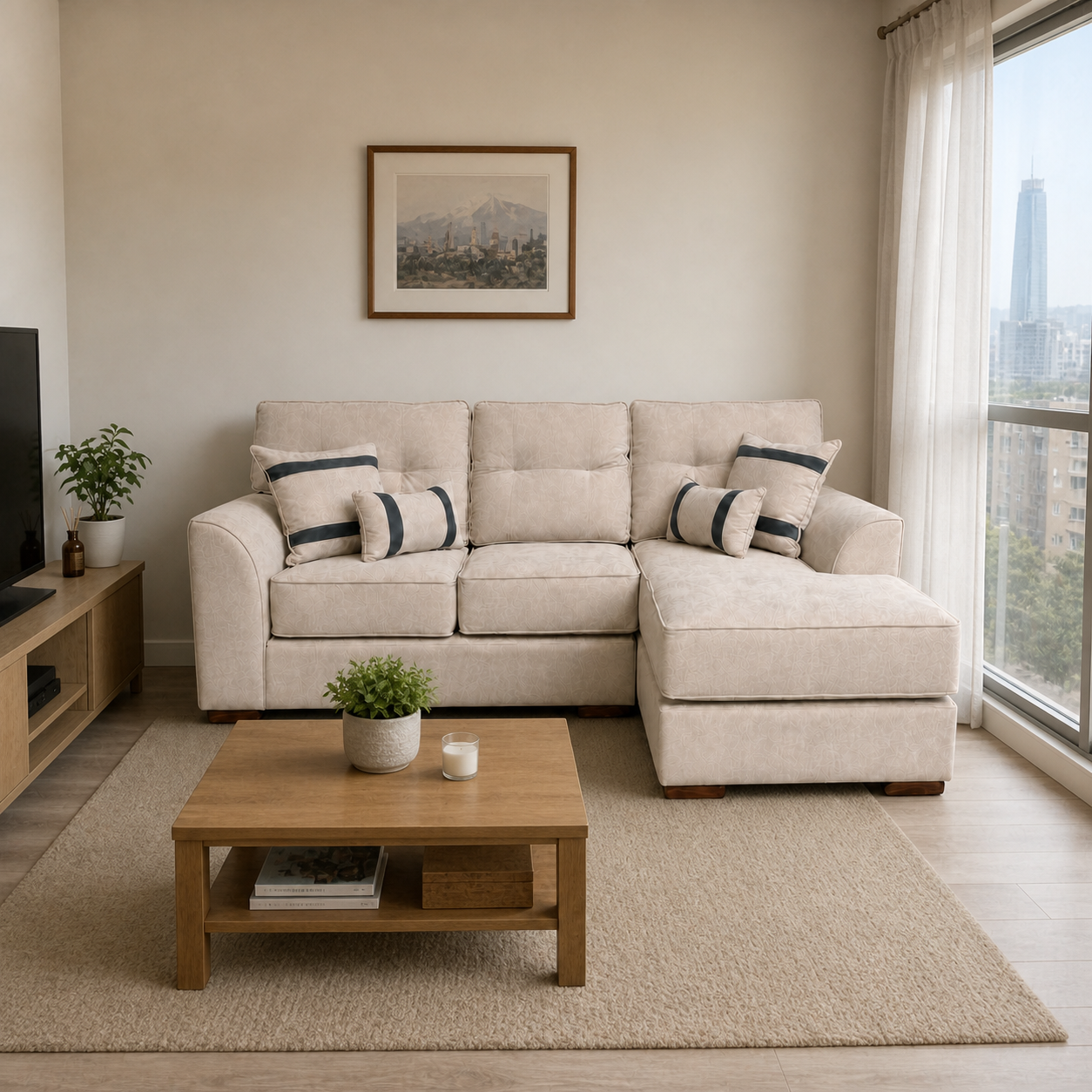 Seccional Monik Derecho - Tela Lino Finesse Beige