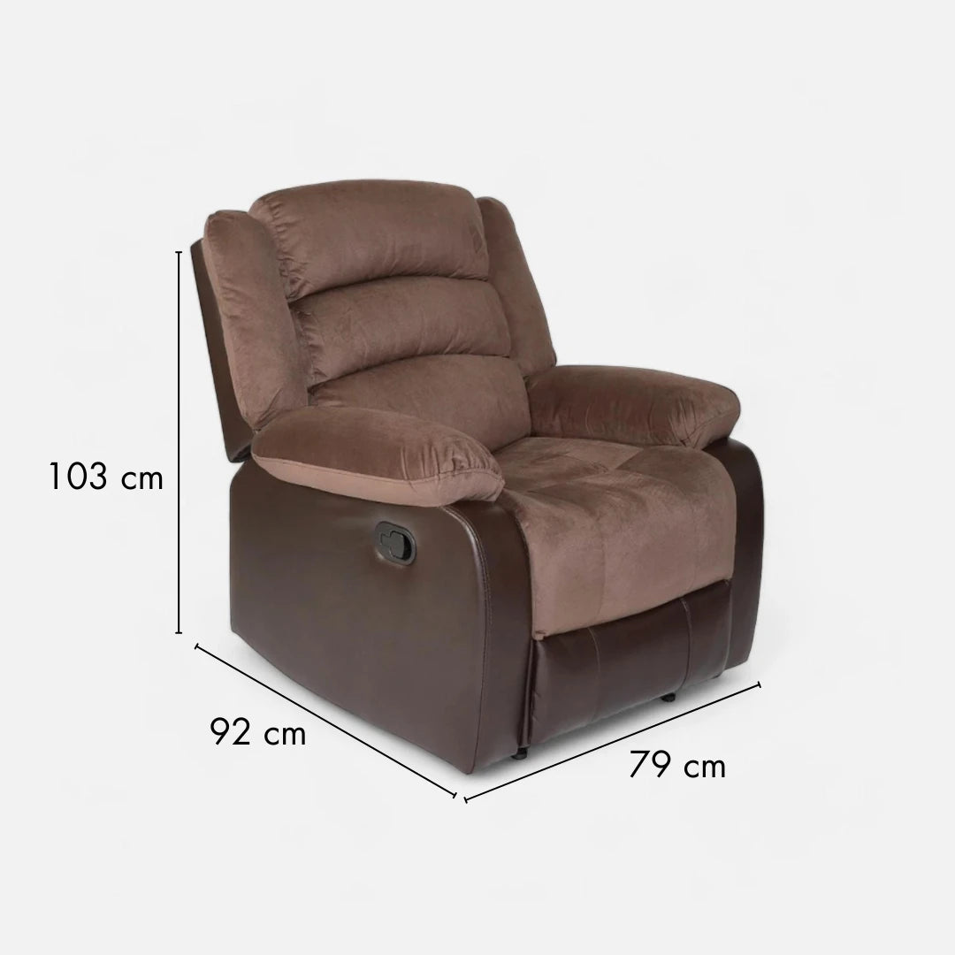 Sofá Bergere Marcus con Reclinación Manual -  Café
