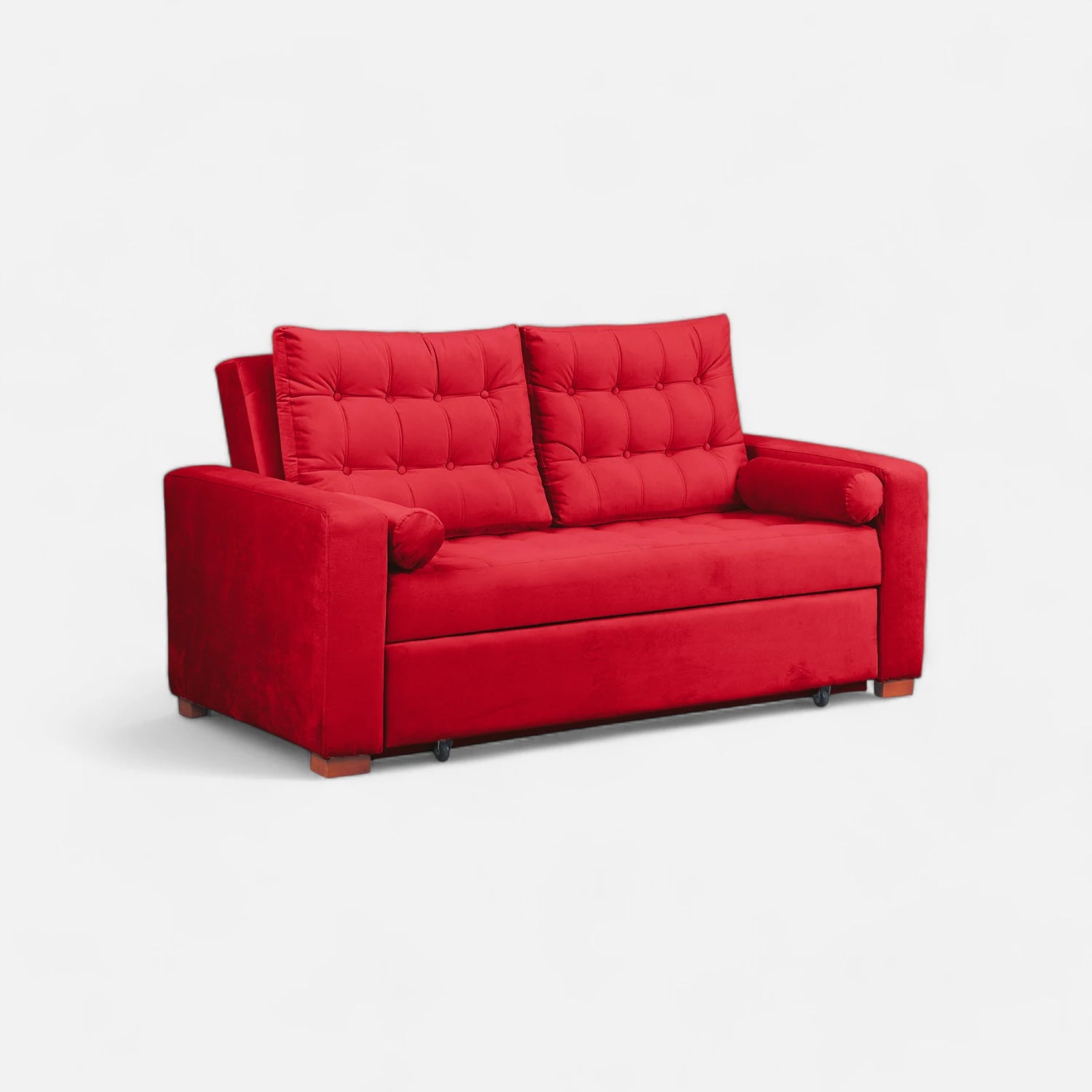 Sofá Cama Ciprés - Tela Felpa Rojo
