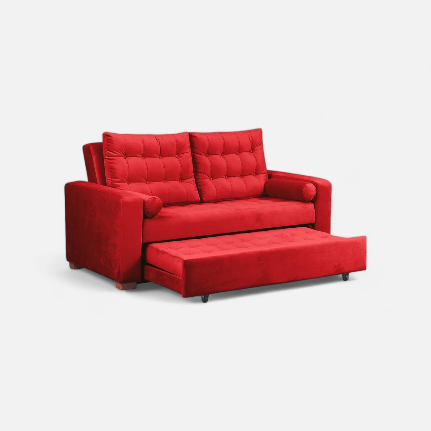 Sofá Cama Ciprés - Tela Felpa Rojo