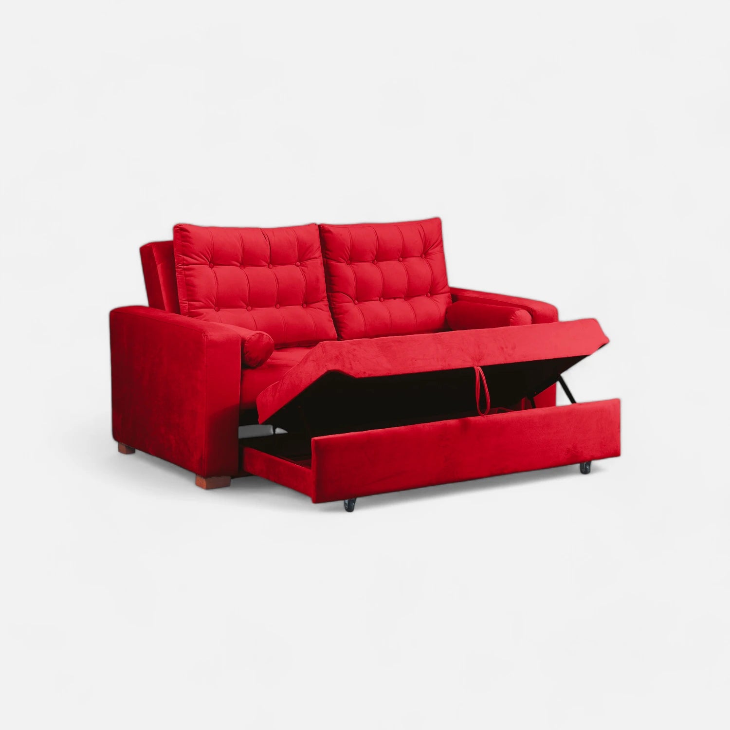 Sofá Cama Ciprés - Tela Felpa Rojo
