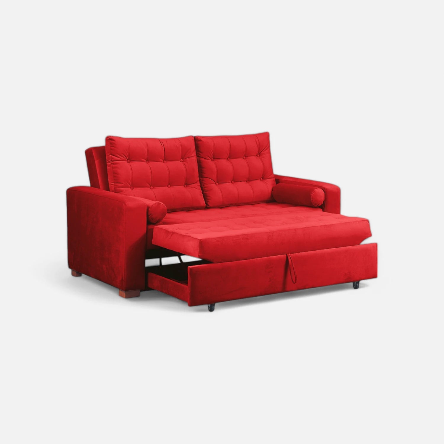 Sofá Cama Ciprés - Tela Felpa Rojo