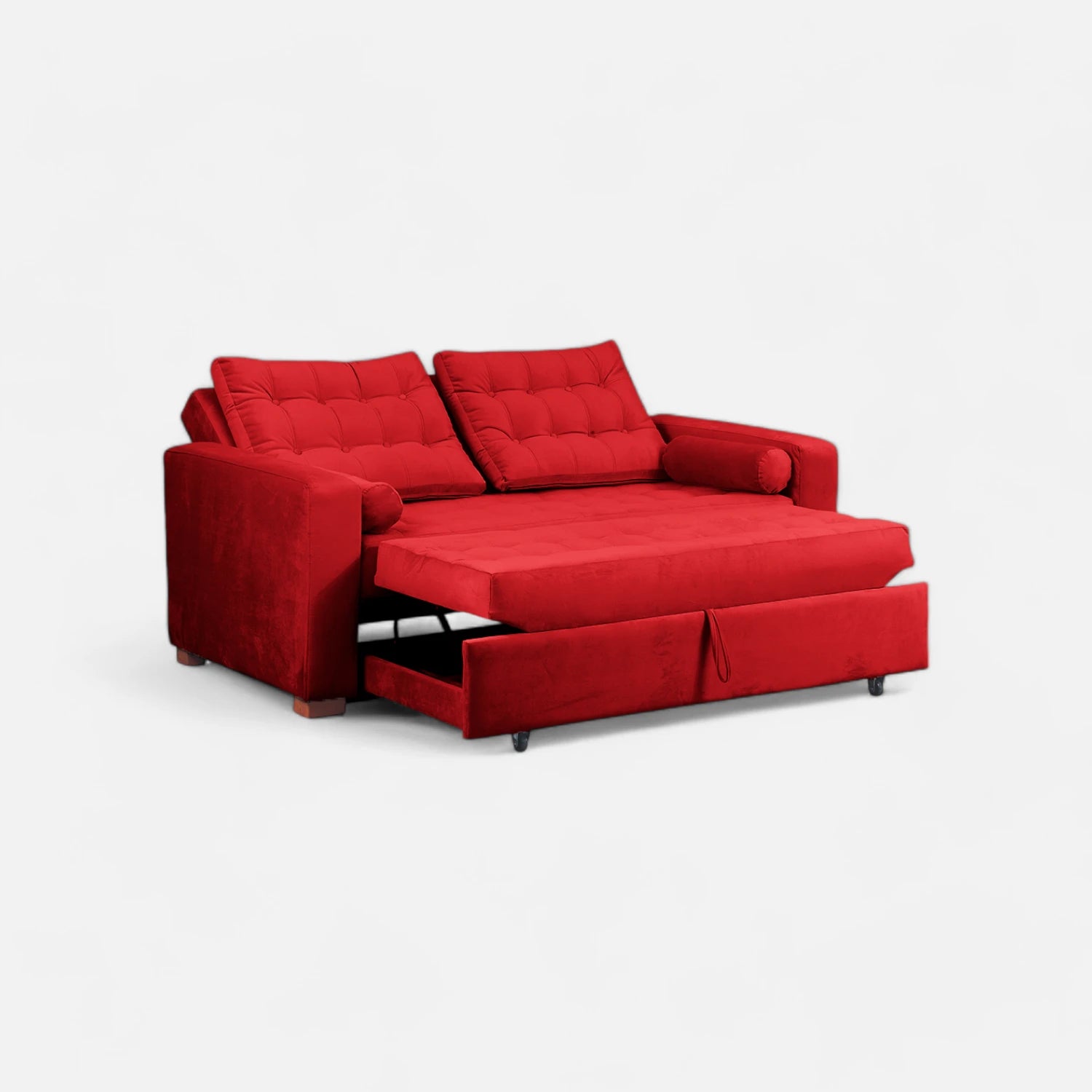 Sofá Cama Ciprés - Tela Felpa Rojo