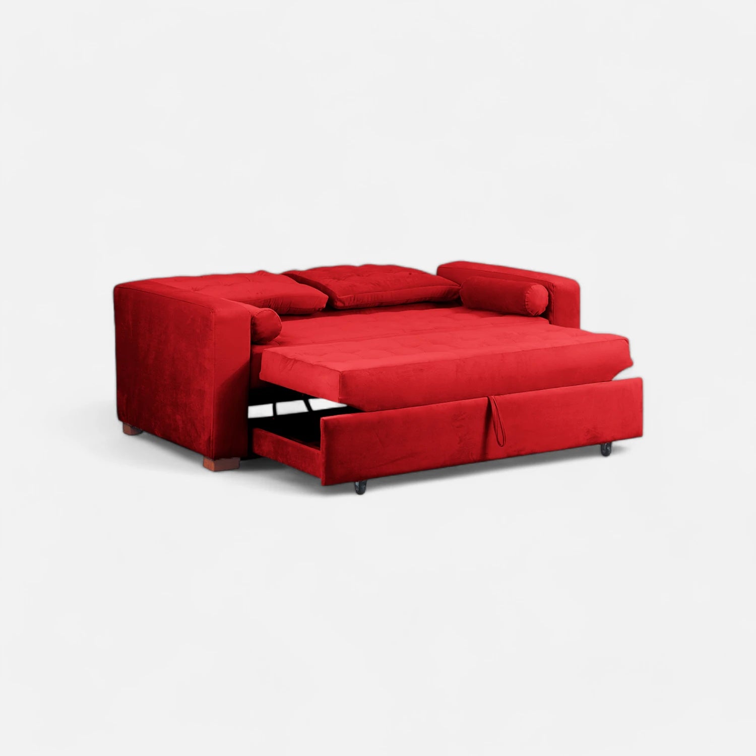Sofá Cama Ciprés - Tela Felpa Rojo