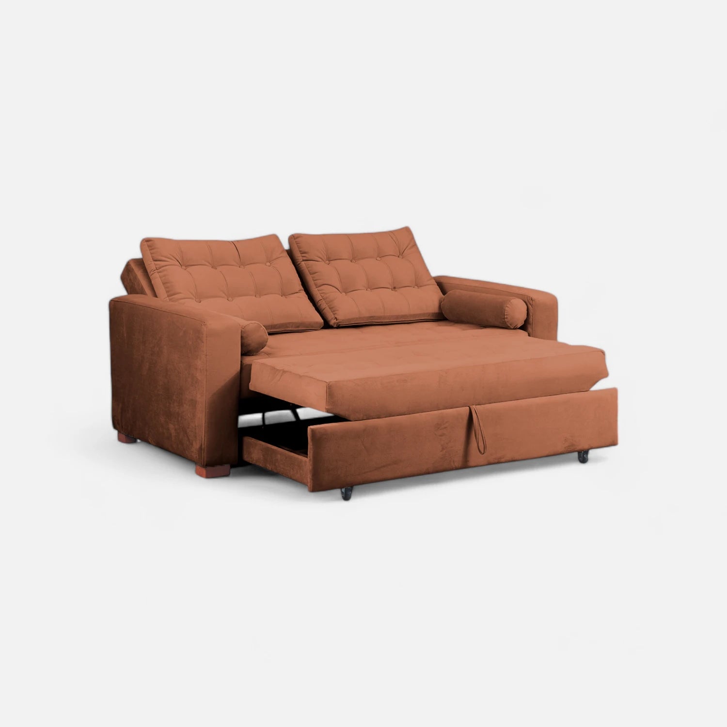 Sofá Cama Ciprés - Tela Felpa Tostado