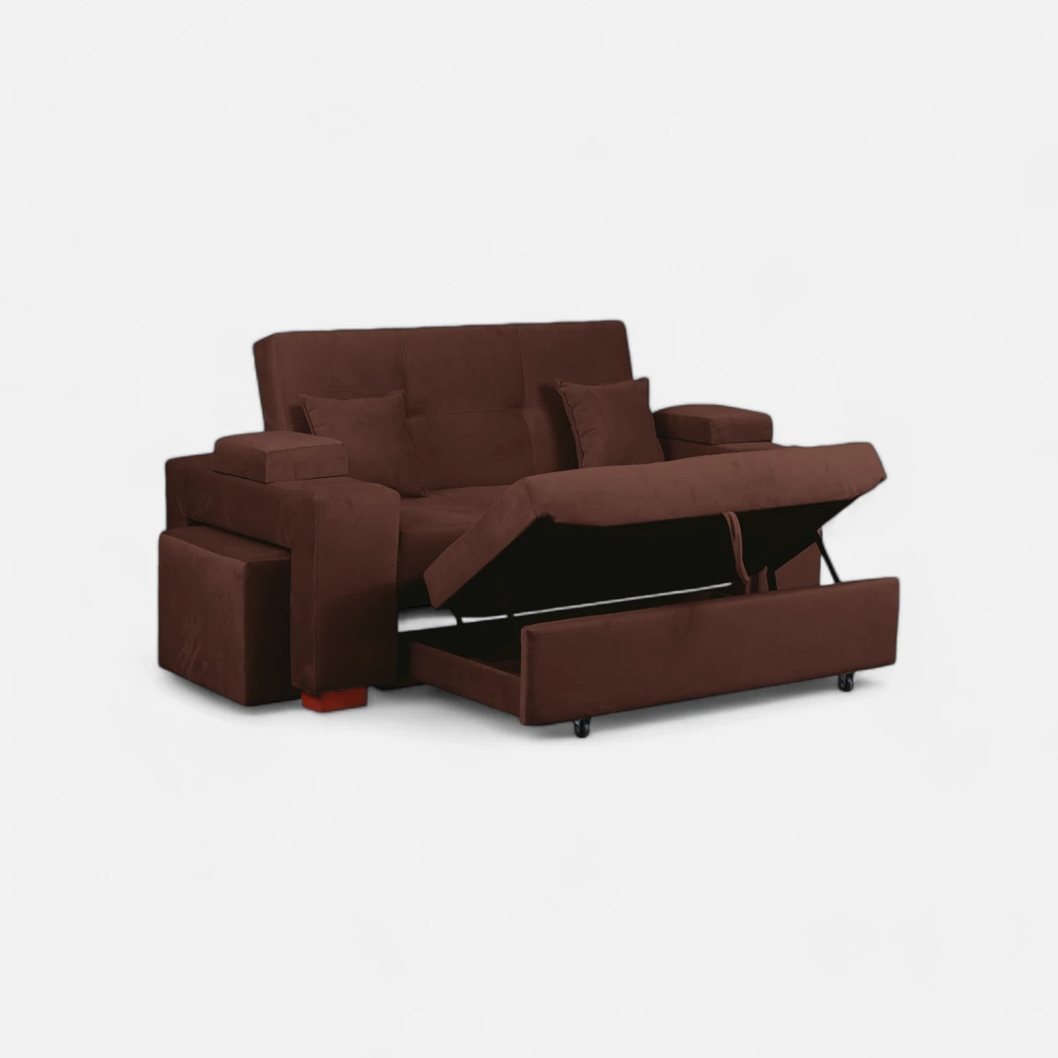 Sofá Cama Romeo - Tela Felpa Café