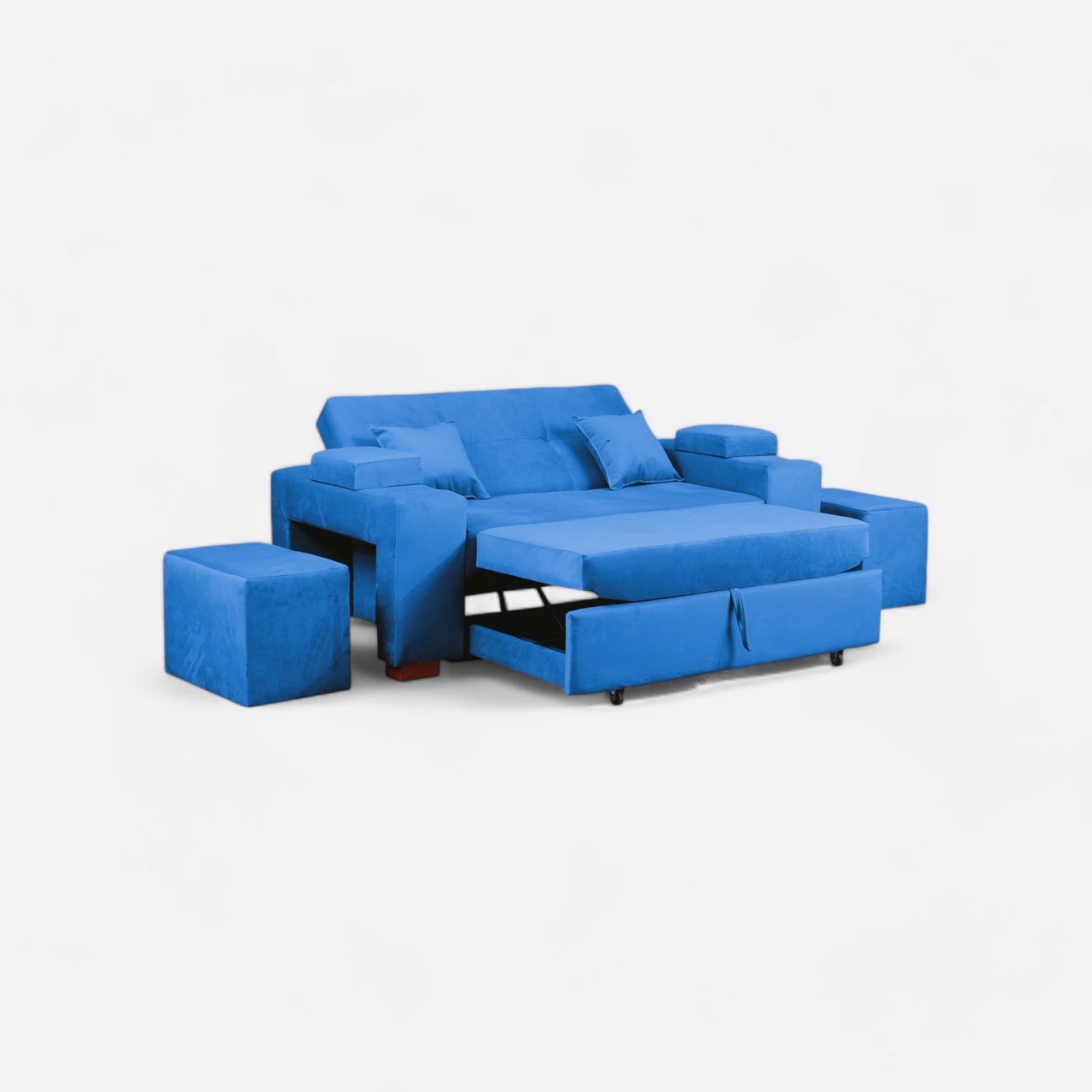Sofá Cama Romeo - Tela Felpa Azul Petróleo