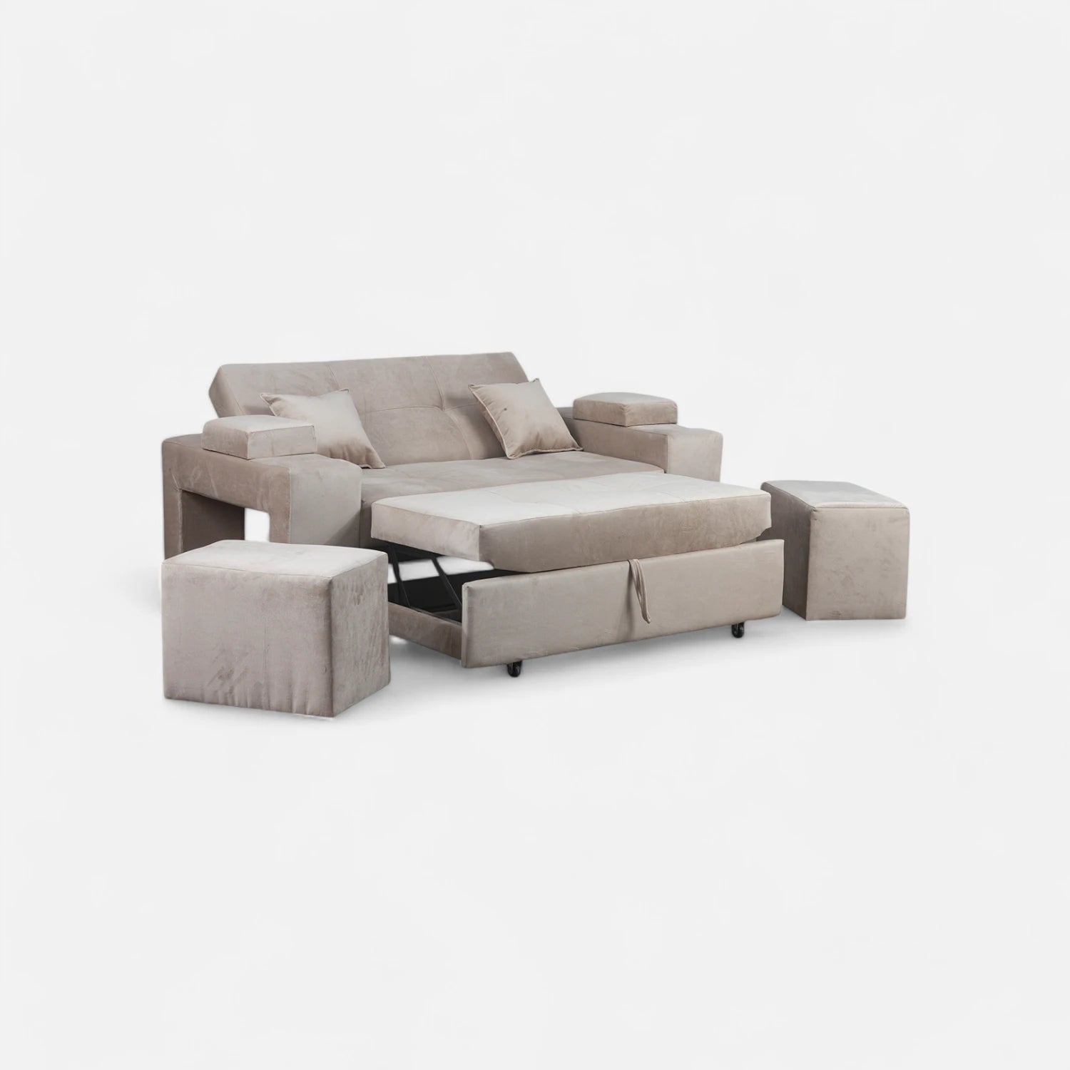 Sofá Cama Romeo - Tela Felpa Beige
