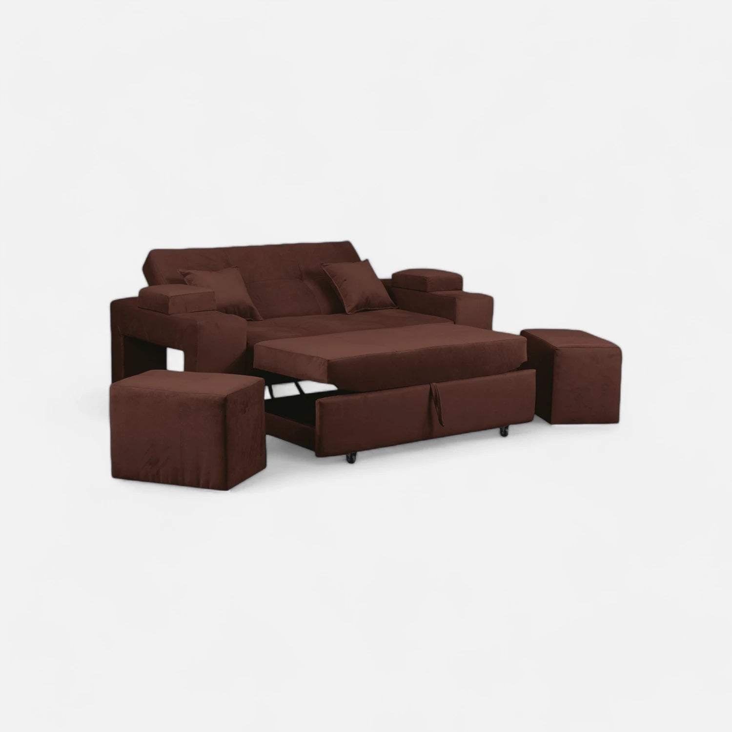 Sofá Cama Romeo - Tela Felpa Café