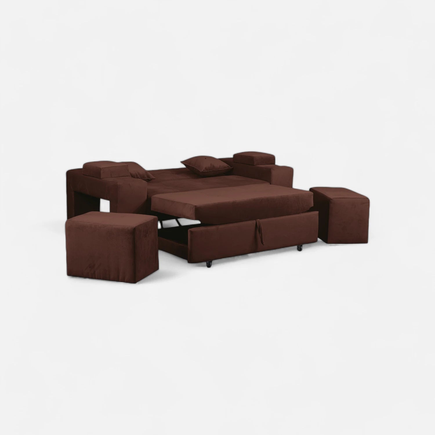 Sofá Cama Romeo - Tela Felpa Café