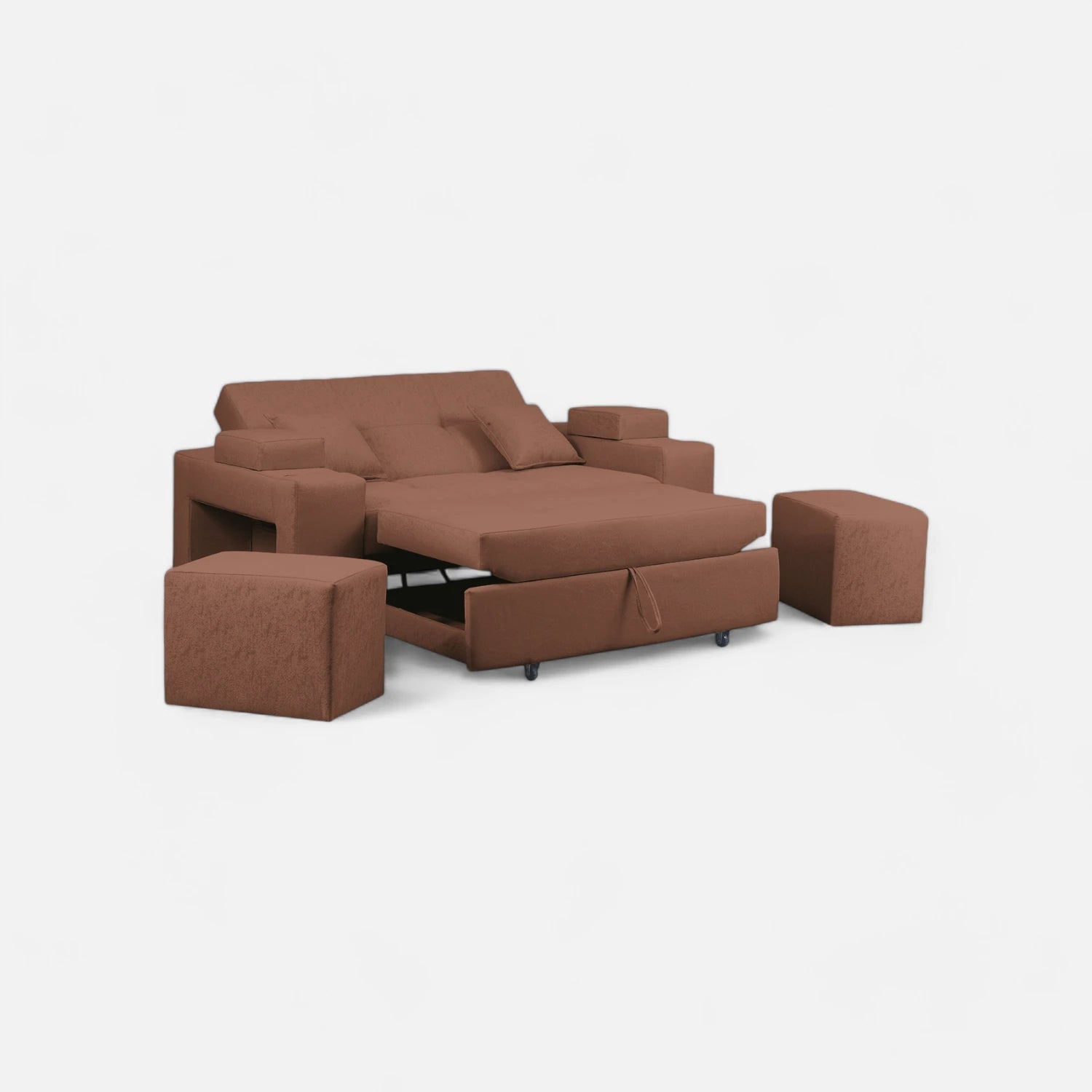 Sofá Cama Romeo - Tela Lino Sidelli Café
