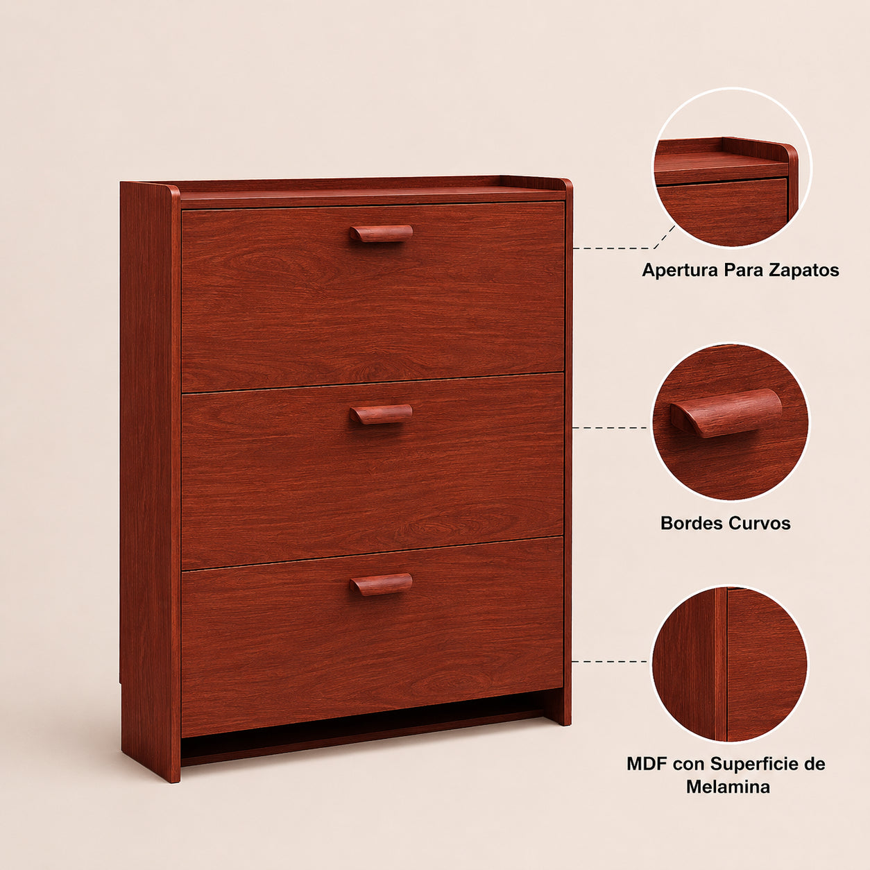 Zapatero de madera 3 niveles - imagen 5
